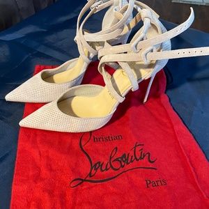 Christian Louboutin Mesh tan open middle cross